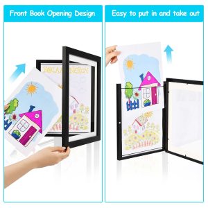 Kids Art Frame Front Opening Wooden Frame Artwork Display Storage Frame A4 Picture Frame Wall Display For Photo Art Projects Picture Children Drawing