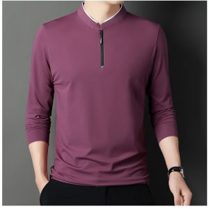 Long Sleeve T - Shirt Men Leisure Young Men Stand Collar Pull