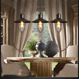 Creative Restaurant Bar Warehouse Bird Cage Explosion-proof Glass Chandelier Black